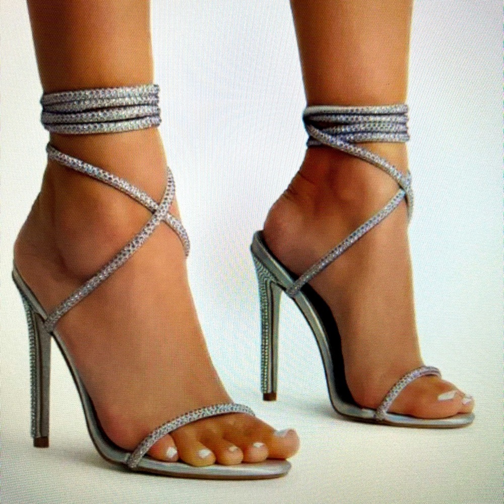 CARMELLA GLITTER SOLE   DETAIL LACE UP HEEL SILVER HOLOGRAPHIC FAUX LEATHER